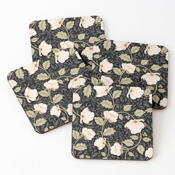 Item preview, Copy of Celestial Harmony7 - peony pattern, black background designed and sold by Olena Terzi.