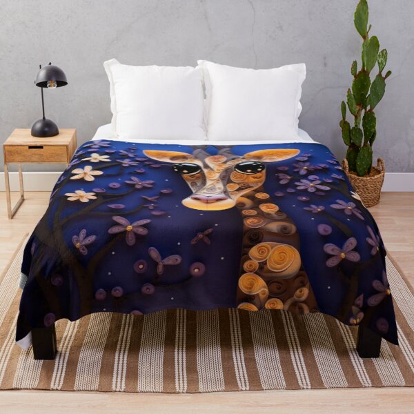 Item preview, Giraffe with flowers on the background of the night sky. designed and sold by aiphotosart.