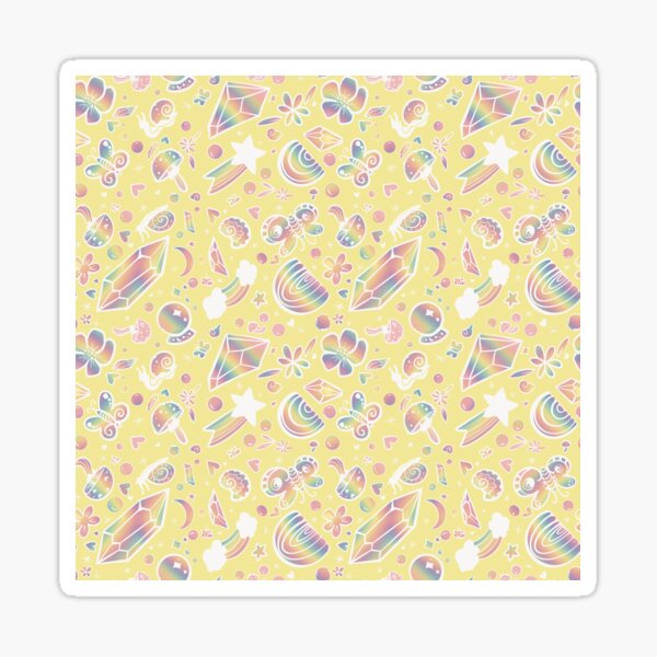 Rainbows and Crystals and Snails, Oh my! (Yellow) Sticker