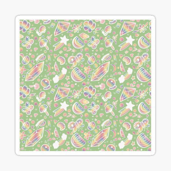 Rainbows and Crystals and Snails, Oh my! (Green) Sticker