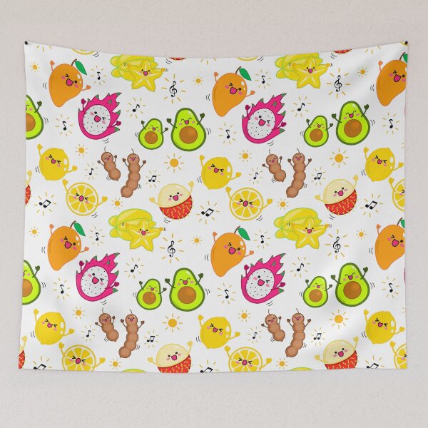 Item preview, Excited happy tropical fruits designed and sold by mixMixtli.