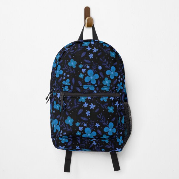Item preview, Black Blue floral pattern designed and sold by Allison Duffy.