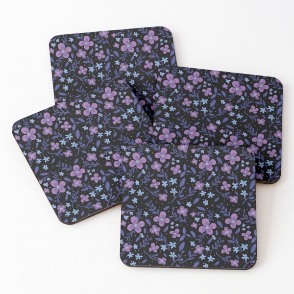 Aperçu de l'œuvre Motif floral bleu violet noir créée et vendue par Allison Duffy.