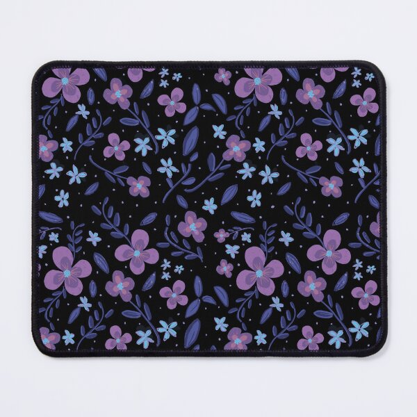 Item preview, Black Purple blue floral pattern designed and sold by Allison Duffy.