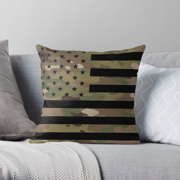 U.S. Flag: Military Camouflage Throw Pillow