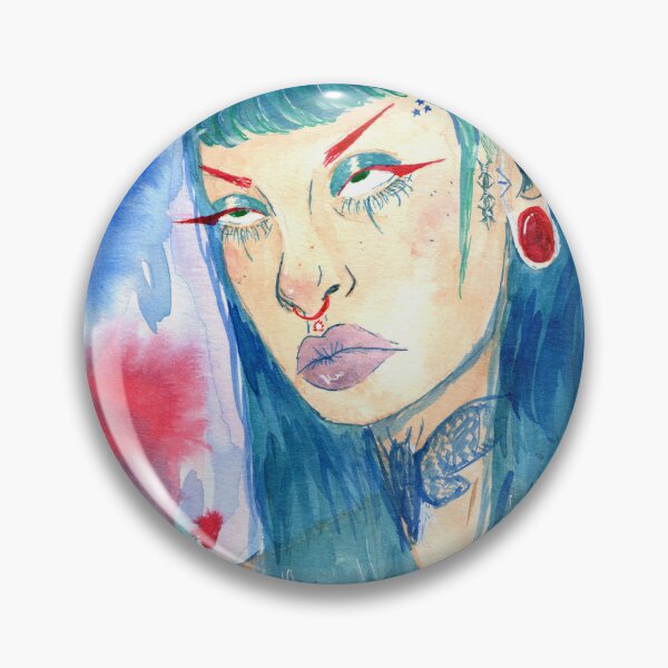 Item preview, Alt Girl with Blue Hair on Ink Background designed and sold by vickiwia.
