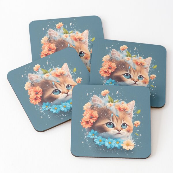 Item preview, "Floral Whiskers - Cute Kitten with Flowers designed and sold by Dubage603.