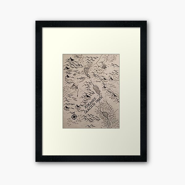 Kokanee Glacier Map Framed Art Print