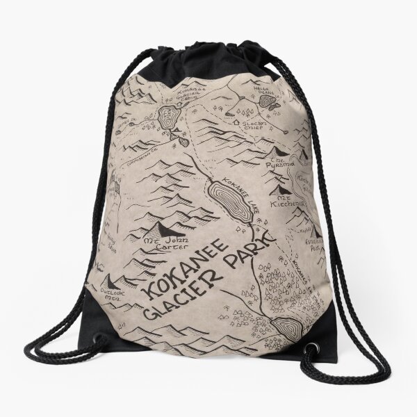 Kokanee Glacier Map Drawstring Bag