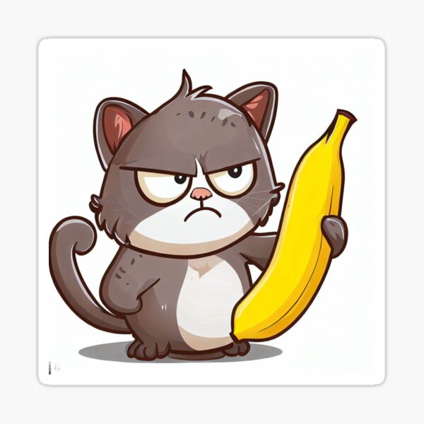 Angry cat no banana meme calico kitty hate yellow fruit - Angry