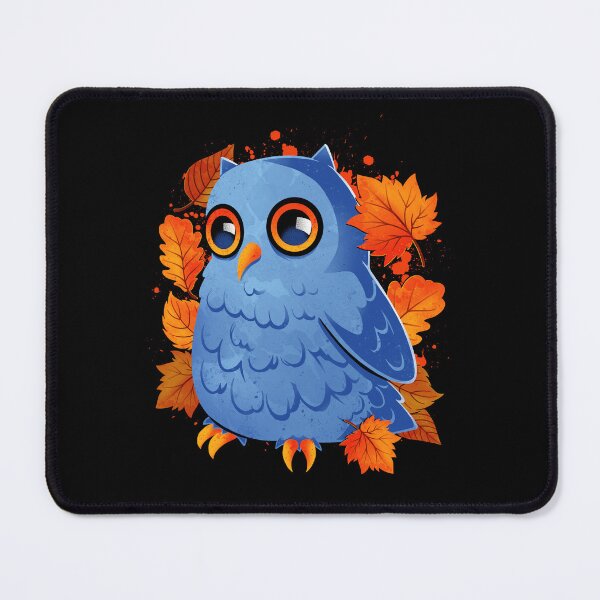 Item preview, Blue Owl Orange Autumn Leaves designed and sold by DigitalMagician.