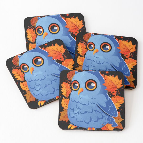 Item preview, Blue Owl Orange Autumn Leaves designed and sold by DigitalMagician.
