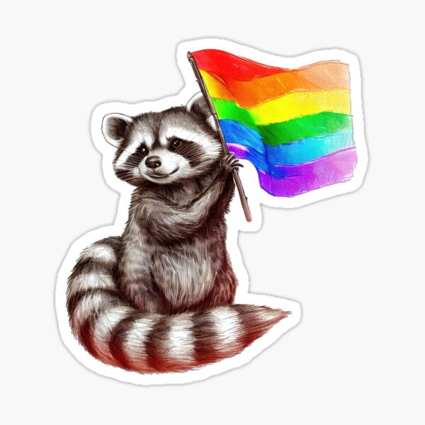 Pride Raccoon With Rainbow Flag Sticker For Sale By Pocketart2023 Redbubble 4611