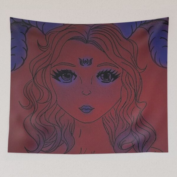 Item preview, Girl with red and blue horns designed and sold by Nkart1004.