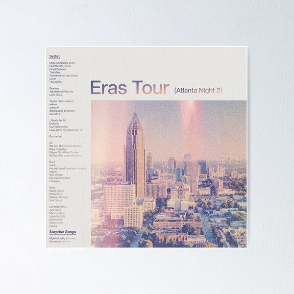 Vista previa del artículo con la obra «Eras Setlist Atlanta Noche 2», diseñado y vendido por SheWolfDaughter.