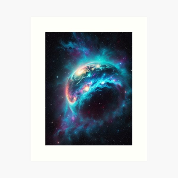 Item preview, Planet consumed by Space Nebula - Digital Art Print designed and sold by TheHappyK.