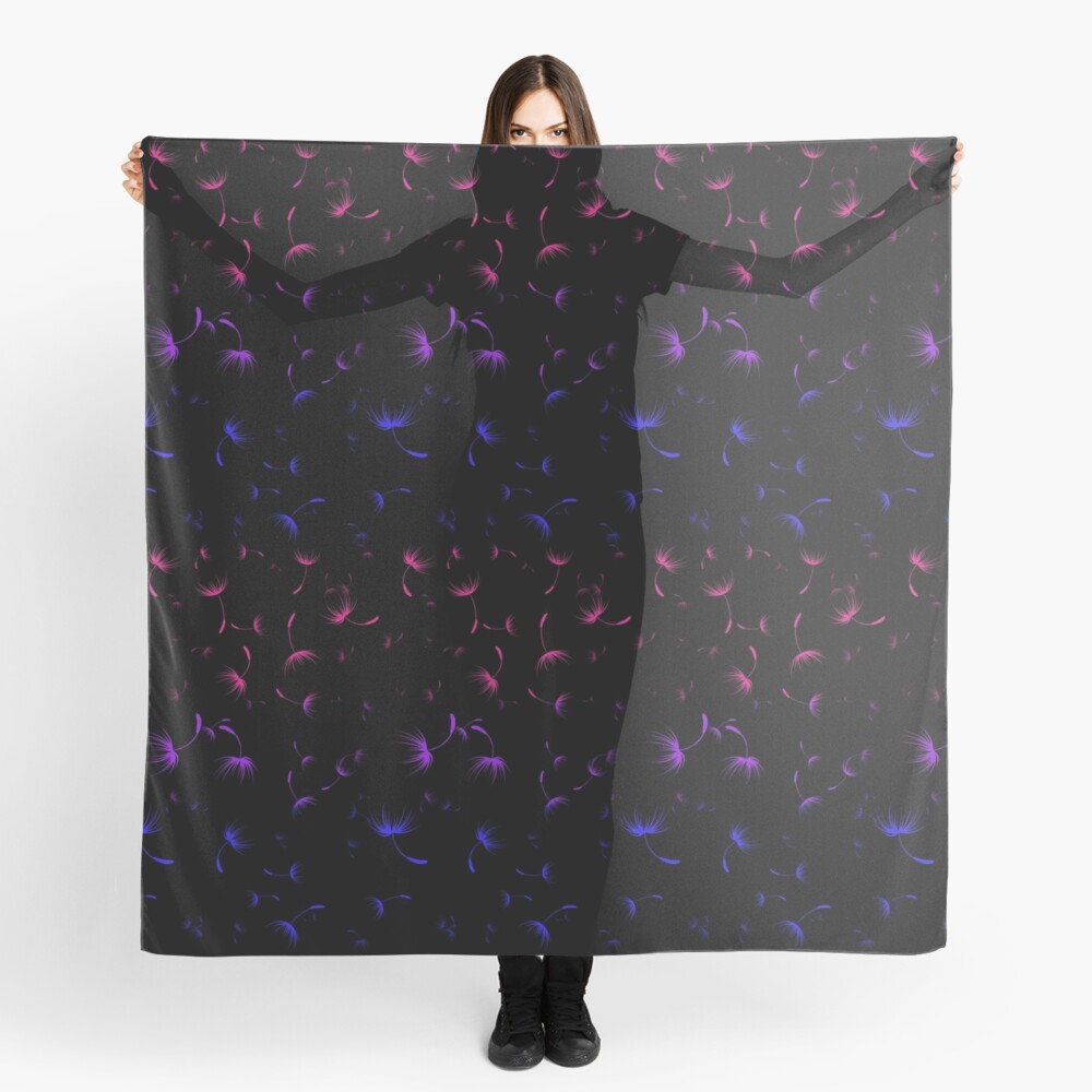 Dandelion Seeds Bisexual Pride (black background) Scarf
