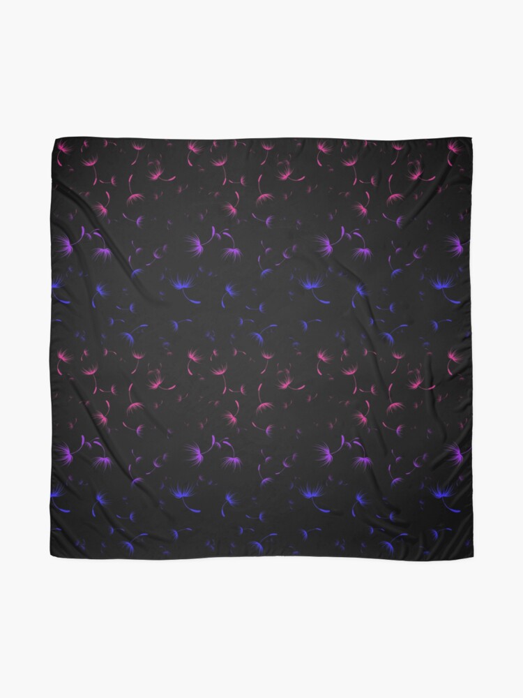 Alternate view of Dandelion Seeds Bisexual Pride (black background) Scarf