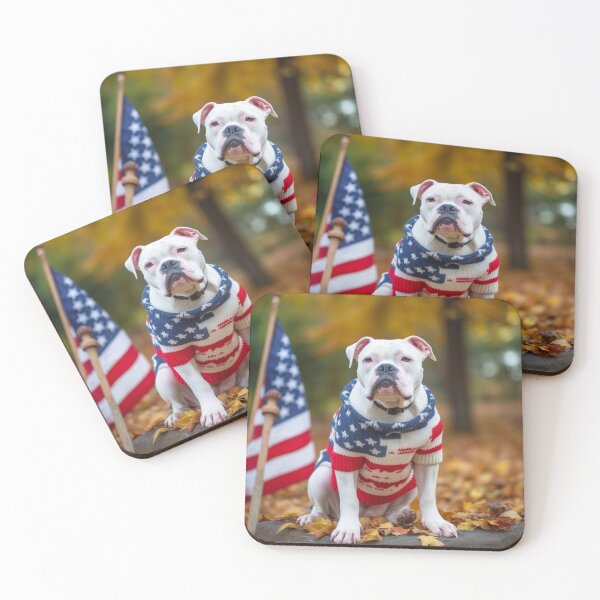 Item preview, Patriotic Pooch - American Bulldog in American Flag Sweater designed and sold by Dubage603.