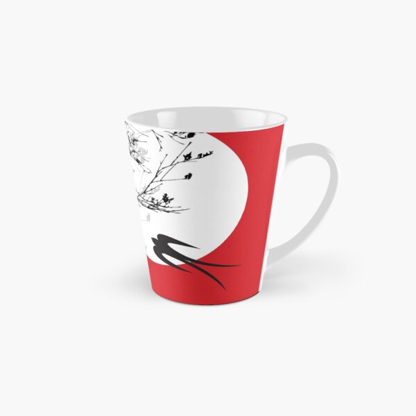 Item preview, Oriental Swallows And Black Silhouette Branches In Moonlight On Red © fatfatin  designed and sold by fatfatin.