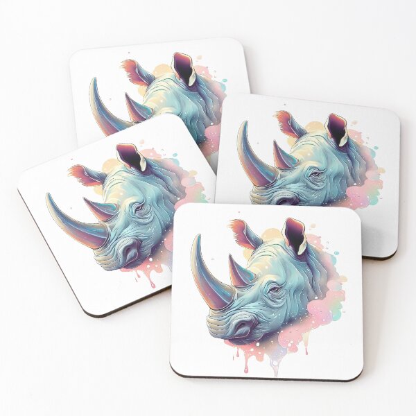 Artikelvorschau, Lustiger Nashorn-Pastell-Aquarellspritzer entworfen und verkauft von TomFrontierArt.