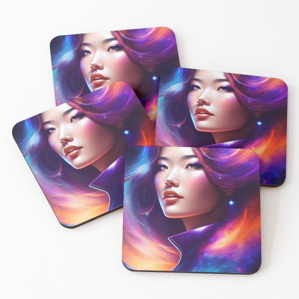 Item preview, Watercolor style cosmos woman portrait designed and sold by Anne Tout en Douceur.