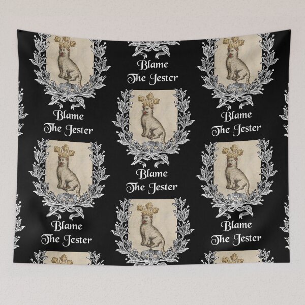 Item preview, 'Blame The Jester' Goofy Cat with Crown - Medieval Designs Collection designed and sold by Ridiculam Toga.