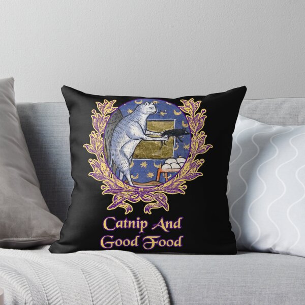 Item preview, 'Catnip and Good Food' Goofy Cat Offering Mouse - Medieval Designs Collection designed and sold by Ridiculam Toga.