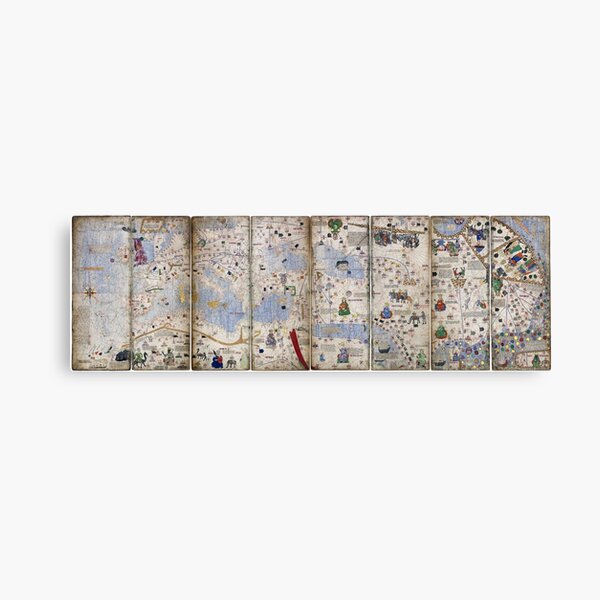 8 Panel Catalan Atlas by Abraham Cresques (1375) Canvas Print