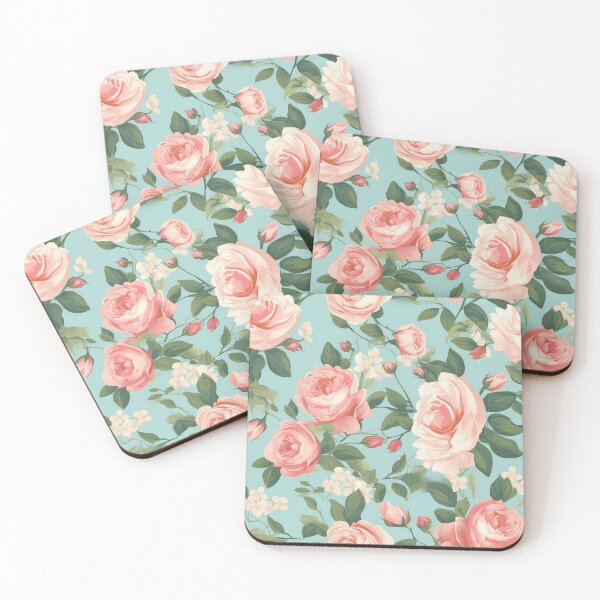 Item preview, Pink Roses on Turquoise - A Summer Delight designed and sold by LuluLovely.