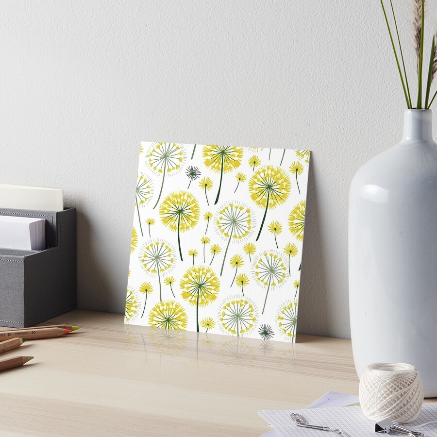 Whimsical Wishes Dandelion Floral Pattern | Art Board Print