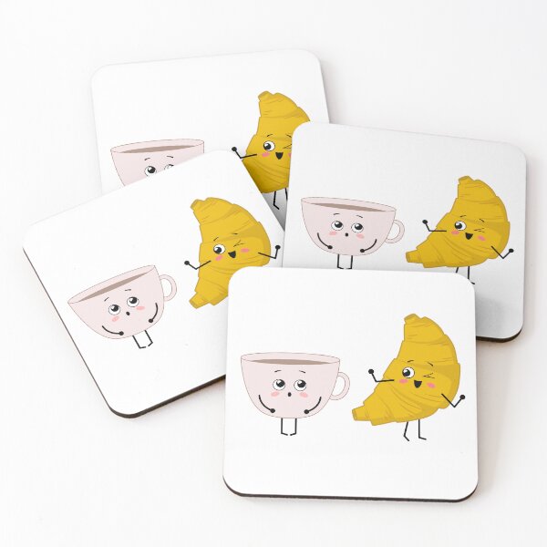 Item preview, Cute happy characters - cup of tea and croissant. Best friends designed and sold by Viktoriia.