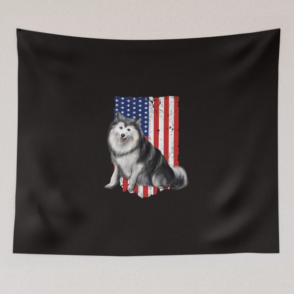 Item preview, American Flag Alaskan malamute 4th Of July USA designed and sold by MuktiCheema.