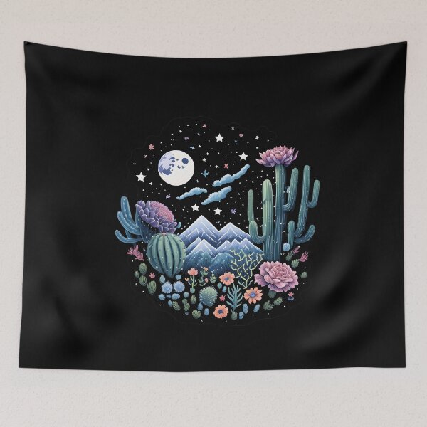 Item preview, Mountains and Cactus Floral Moon and Stars  designed and sold by Shaymalily.