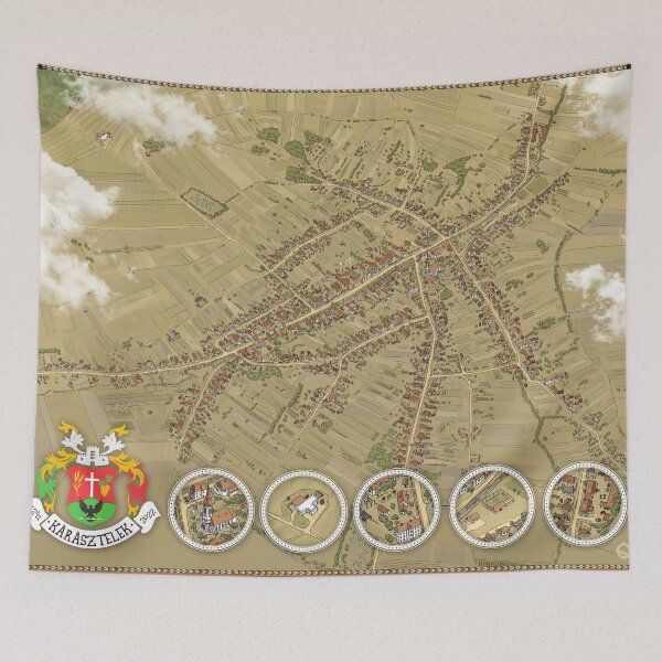 Item preview, Transylvanian village / Kárásztelek / Carastelec / bird eye view designed and sold by QatlasMap Shop.