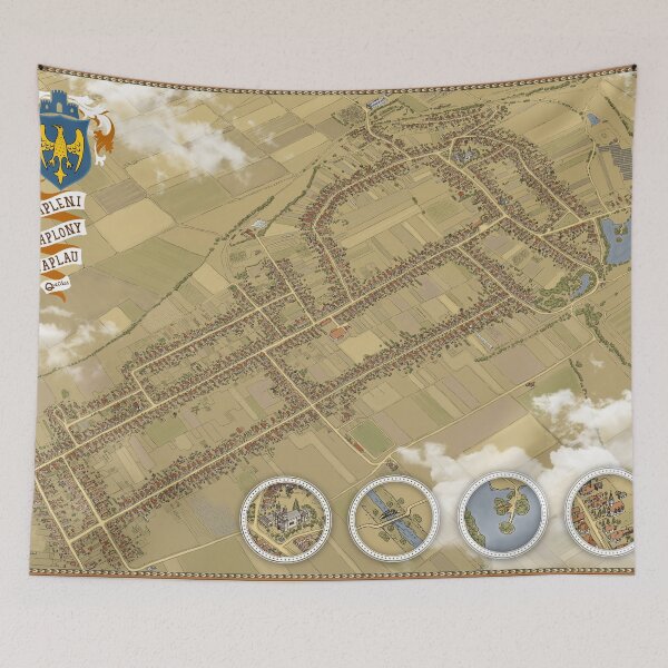 Item preview, Kaplony / Căpleni / Kaplau village map 100x70cm designed and sold by QatlasMap Shop.
