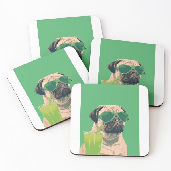 Item preview, Pug wearing sunglasses - Cool cocktail dog designed and sold by Straya75.