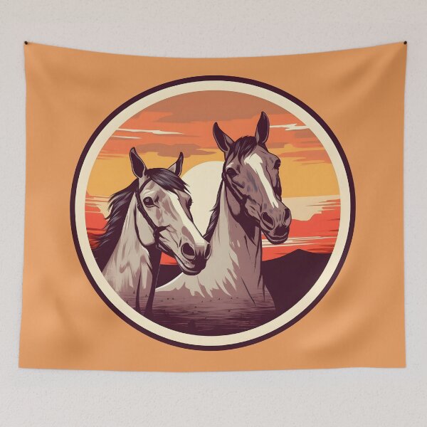 Item preview, Vintage horses portrait draw designed and sold by Art Happens.
