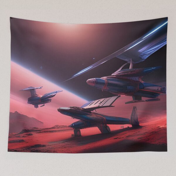 Item preview, Alien spaceship taking off from a red planet designed and sold by Typar.