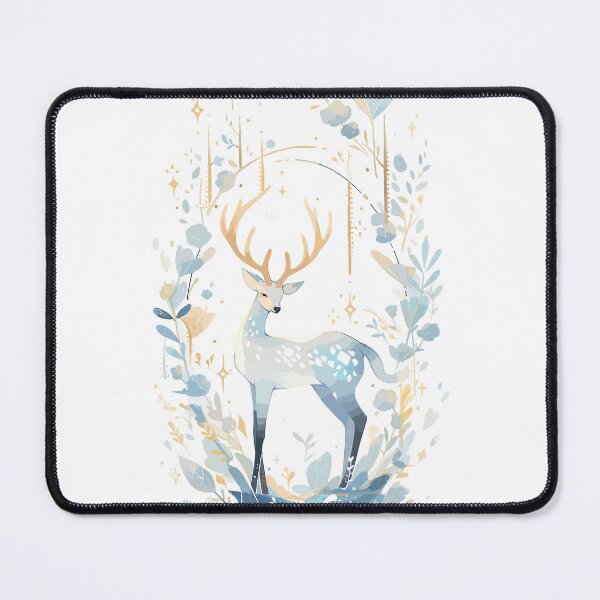 Item preview, Mystical Antlers: Hungarian Folklore-Inspired Pastel Blue and Gold Aquarelle designed and sold by EmeraldeaArt.