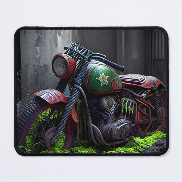 Item preview, A colourful Abandoned Classic Motorcycle Digital Artwork - Liminal Space Concept designed and sold by liminal-concept.