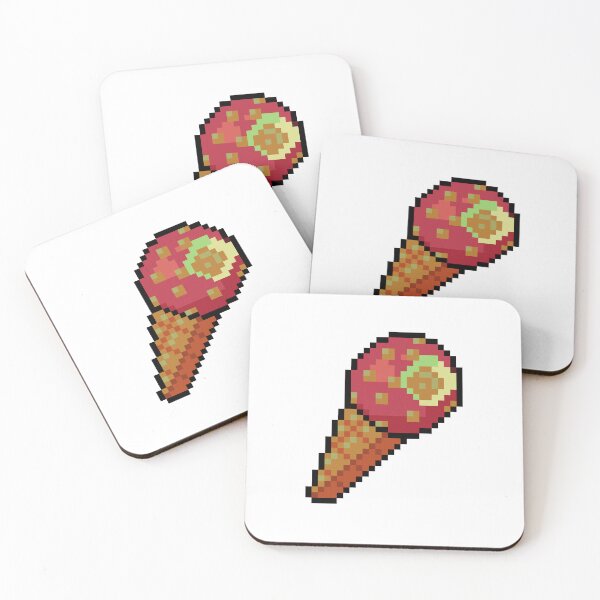 Item preview, Pixel Strawberry drumstick Ice Cream - pixel food art designed and sold by LittleFoodShop.