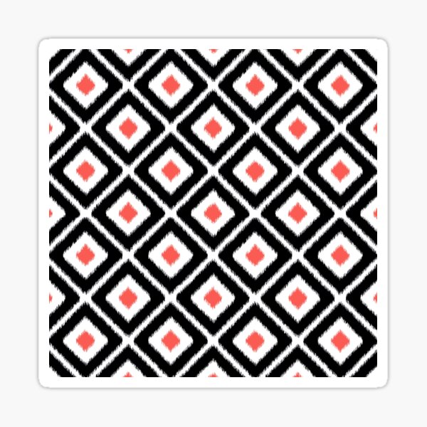 Item preview, Black and coral ikat diamond pattern designed and sold by IoanaHraball.