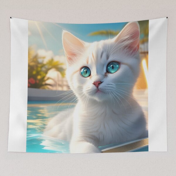 Item preview, Cute kitten Yuna in the pool designed and sold by YuniaMiyu.