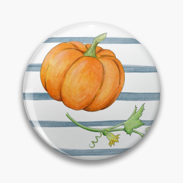 Item preview, Orange Pumpkins and Leaves watercolour stripe grey-blue on white pattern designed and sold by HazelFisher.