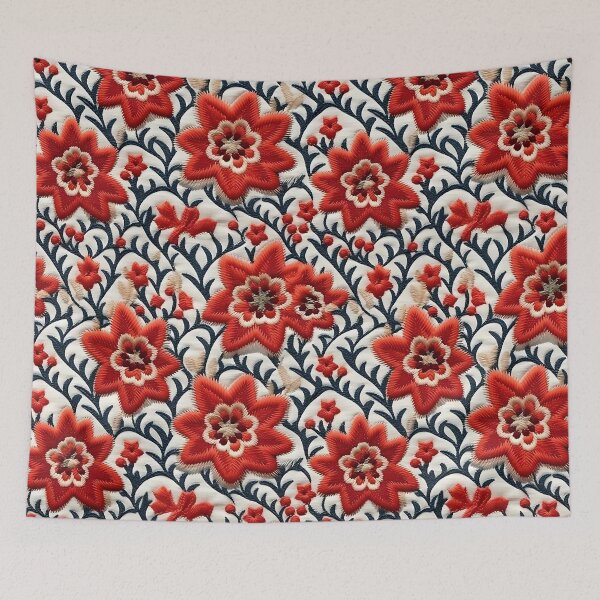 Item preview, Vibrant Embroidered Art: Red, Blue, and Baroque-inspired Patterns designed and sold by GiveMeMood.