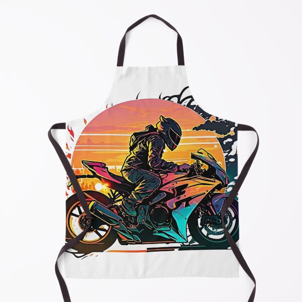 Item preview, Sport motorcycle rider riding with sunset in the background, sticker design, cool, aesthetic for bikers designed and sold by YammsDesign.