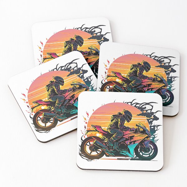 Item preview, Sport motorcycle rider riding with sunset in the background, sticker design, cool, aesthetic for bikers designed and sold by YammsDesign.