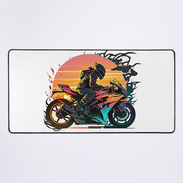 Item preview, Sport motorcycle rider riding with sunset in the background, sticker design, cool, aesthetic for bikers designed and sold by YammsDesign.