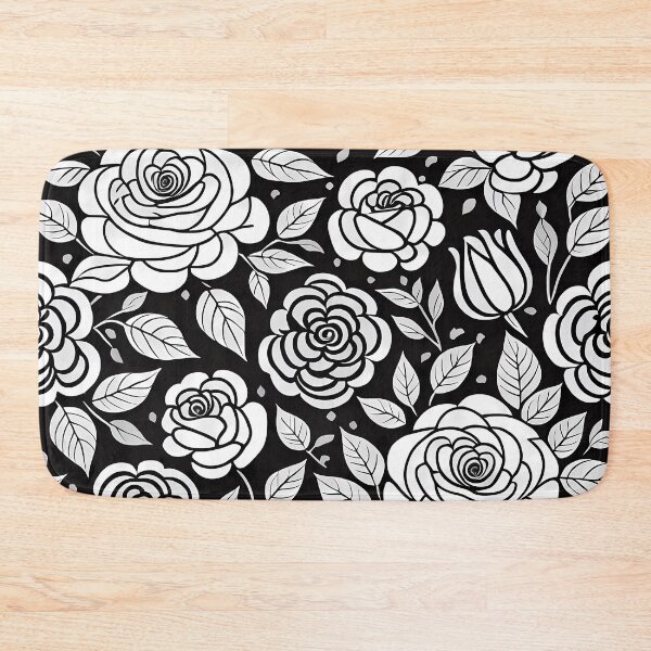 Item preview, Black and white roses pattern designed and sold by WildWaveStylez.